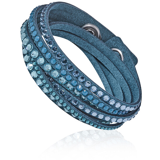 Swarovski Slake Teal in Suede Wrap Bracelet 5043496-M- Medium