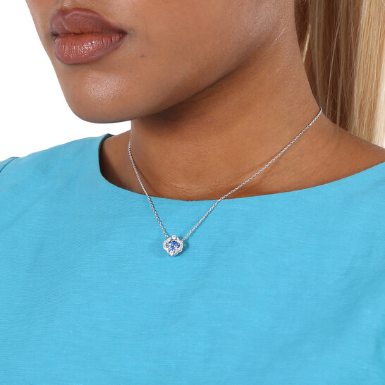 Rhodium Plated Swarovski Sparkling Dance Clover Necklace Swarovski