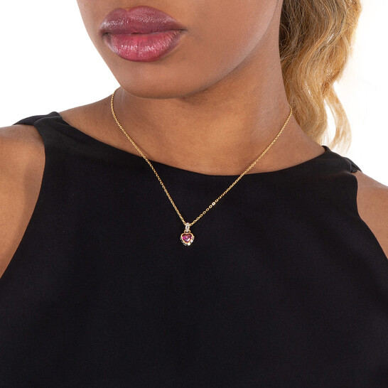 Chroma Pendant Gold Necklace With Red Heart Swarovski Stilla