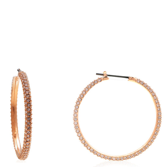Swarovski Stone Rose Gold Tone Crystal Hoops Earrings
