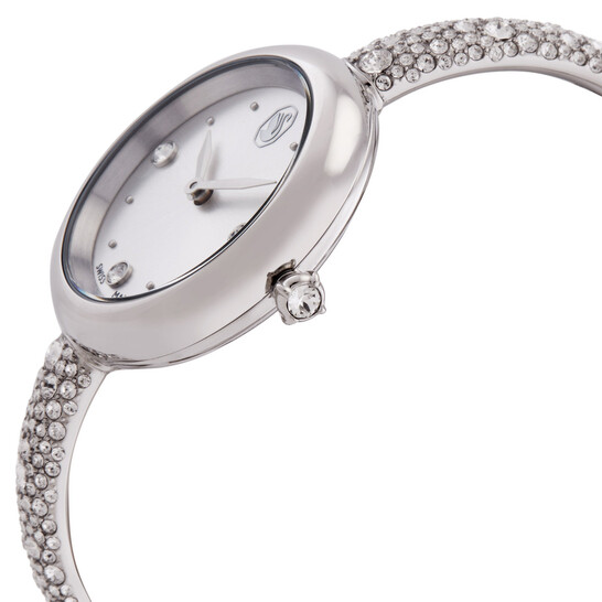 Ladies Crystal Bangle Watch Waterproof Stainless Steel Quartz Movement Movado Bold Bangle Womens Watch with White Crystal Dial and  main image 4