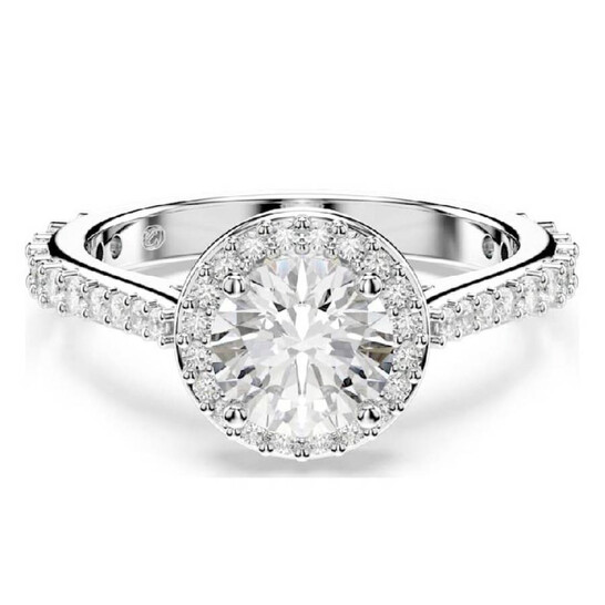 Swarovski Una Angelic Round,Cut Cocktail Ring, Size 55 (US 6.75