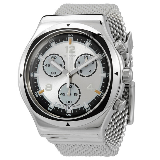 Swatch Chronograph TV Time Silver Dial Men's Watch YVS453MB