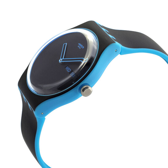 Swatch Minimal Line Blue Quartz Black Dial Men's Watch