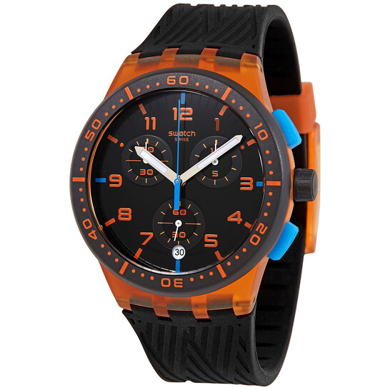 Swatch Orange Tire Chronograph Quartz Black Dial Unisex