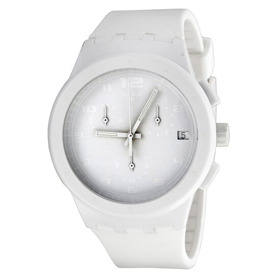 Swatch Originals Basic White Chronograph White Silicone Unisex Watch ...