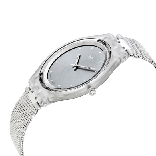 Swatch Skinsparkly Sun Brushed Silver Dial Ladies Watch SVUK103M
