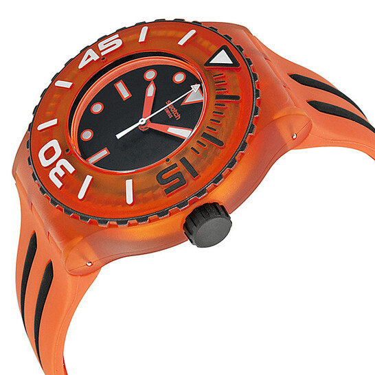 Swatch Sundowner Black Dial Orange Plastic Men's Watch SUUO400