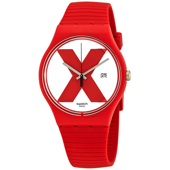 SWATCH スウォッチ XX-RATED Swatch XX-Rated White Red X Dial Men's Watch SUOR400