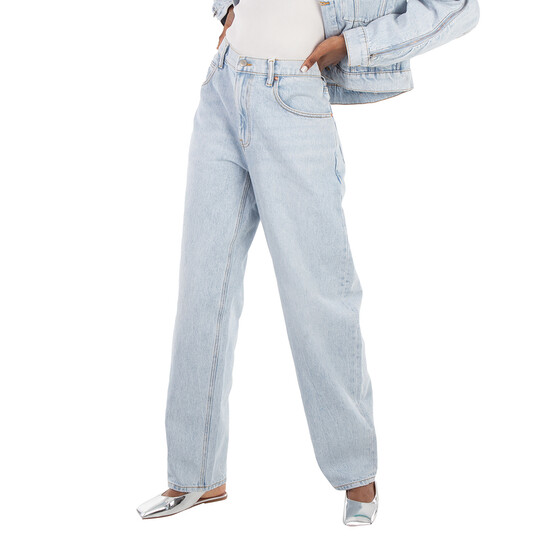 T By Alexander Wang Logo-Patch High-Rise Tapered Cotton Jeans