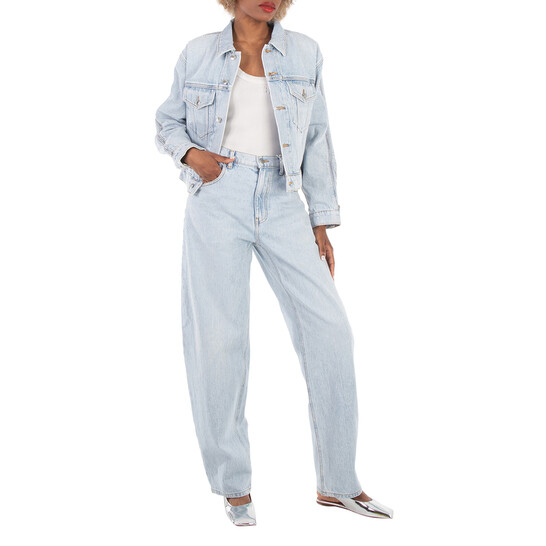 T By Alexander Wang Logo-Patch High-Rise Tapered Cotton Jeans