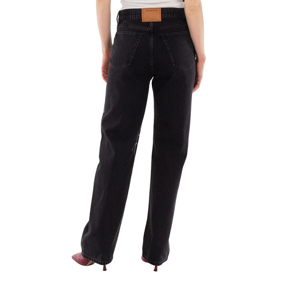 T By Alexander Wang Relaxed Hotfix Cursive Logo Jeans, Waist