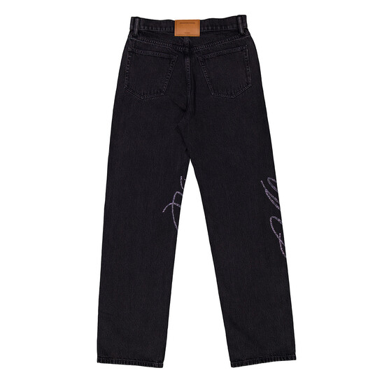 T By Alexander Wang Relaxed Hotfix Cursive Logo Jeans, Waist