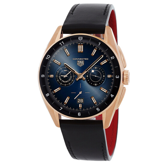 METROCITY★【McSafe贈呈】Smart Watch Leather Strap★送料込 Tag Heuer Connected Calibre E4 Golden Bright Edition Men's