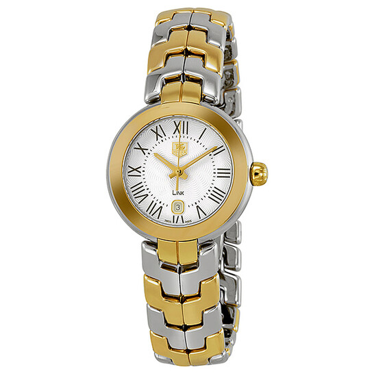 Tag Heuer Link Silver Guilloche Dial 18k Yellow Gold and