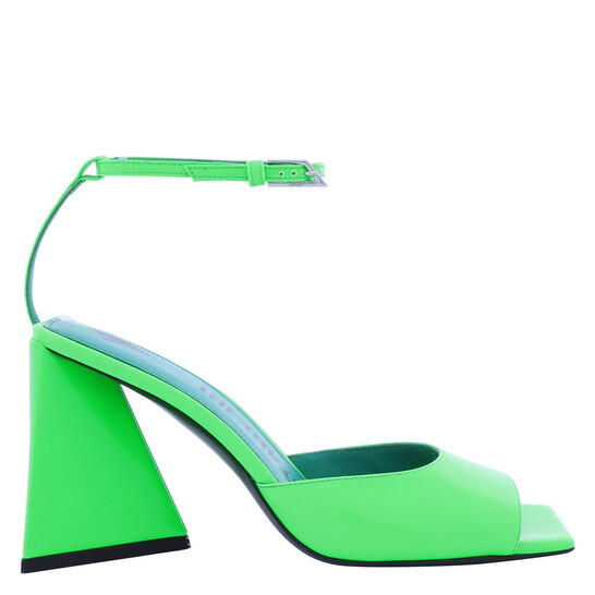 The Attico Ladies Fluo Emerald Piper Leather Sandals, Brand Size