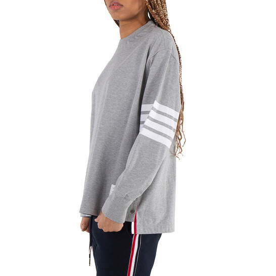 Thom Browne 4-Bar Long-Sleeve Cotton Jersey Ruby T-Shirt