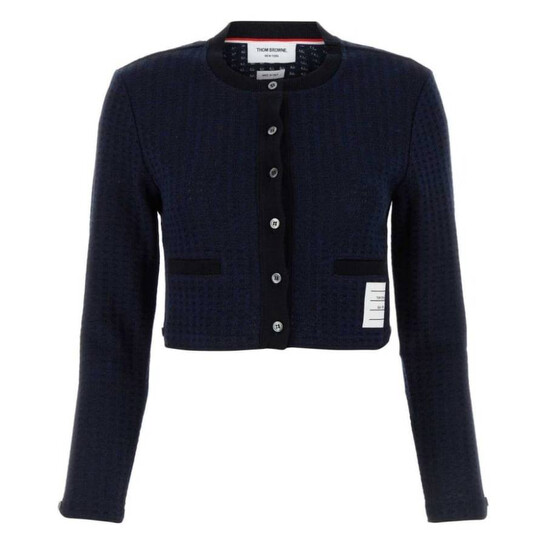 Thom Browne Gingham Jacquard Cotton Cardigan, Brand Size 42 (US