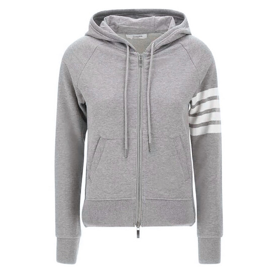 Thom Browne Grey 4-Bar Loopback Full Zip Hoodie, Brand Size 36 (US