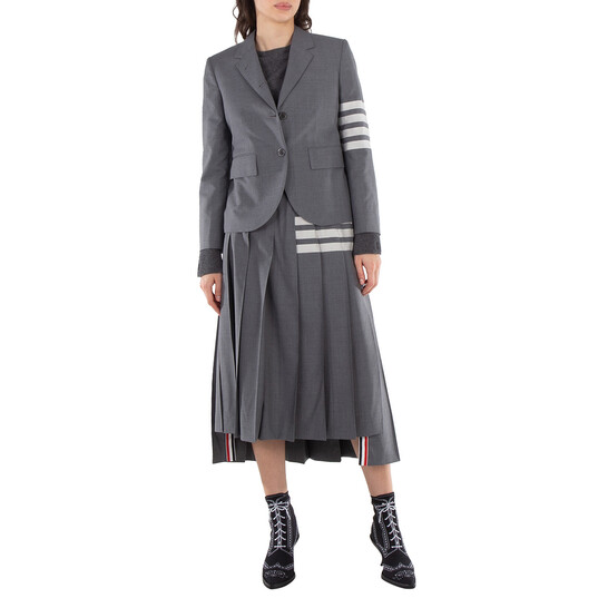 Thom Browne Ladies Med Grey 4-Bar Single-Breasted Blazer