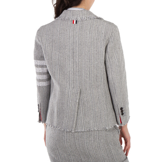 Thom Browne Ladies Tweed Fray 4-Bar Cropped Sack Jacket, Brand