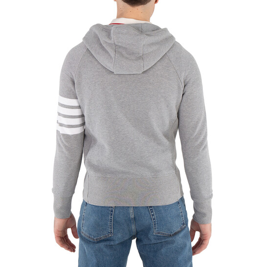 Thom Browne Light Grey 4-Bar Loopback Full Zip Hoodie, Brand