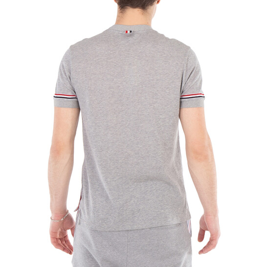 Tシャツ・カットソー THOM BROWNE Men T Shirts MKC160FD00014 Grey Thom Browne Short Sleeve Contrast T-Shirt Light Grey at
