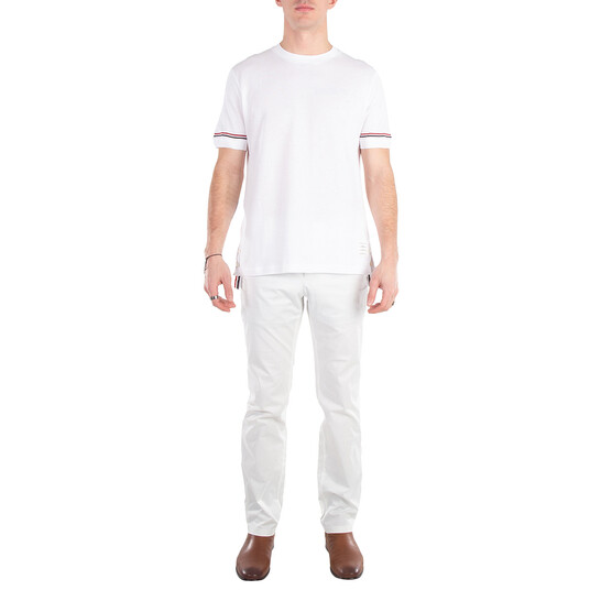 Thom Browne Lightweight Striped Cuff Cotton T-Shirt, Brand