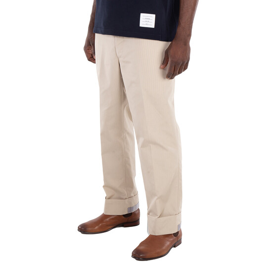 Thom Browne Men's Beige Typewriter Cloth Classic Backstrap Trouser