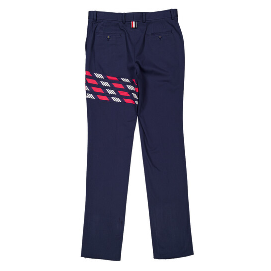 Thom Browne Men's Blue Cotton 4-Bar Chino Trouser, Brand Size 1