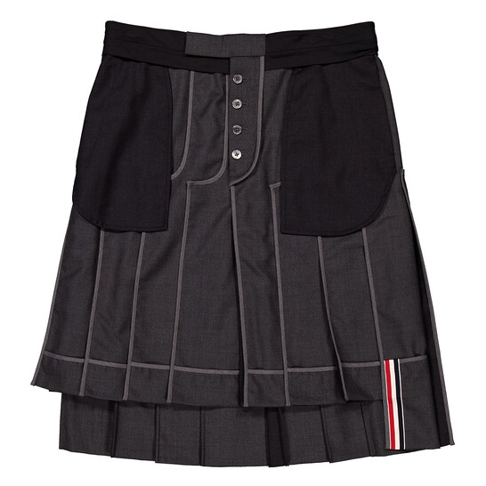 Thom Browne Men's Dark Grey Twill Classic Backstrap Pleated