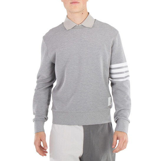 Thom Browne Men's Light Grey 4-Bar Stripe Sleeve Sweatshirt