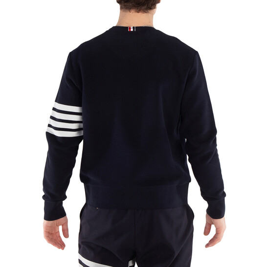THOM BROWNE ネイビー 4 スウェットシャツ Thom Browne Men's Navy 4-Bar Stripe Sleeve Sweatshirt, Brand