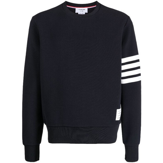 Thom Browne Men's Navy 4-Bar Stripe Sleeve Sweatshirt, Brand