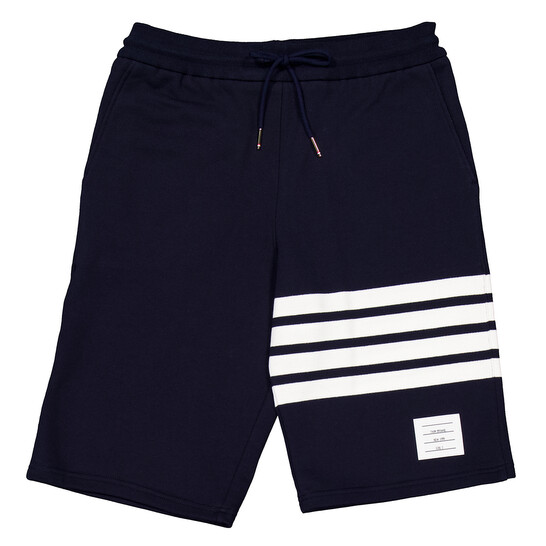 Thom Browne Navy 4-Bar Loopback Cotton Sweatshorts, Brand Size 1