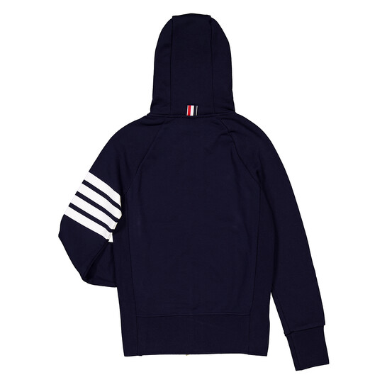 Thom Browne Navy 4-Bar Loopback Full Zip Hoodie, Brand Size