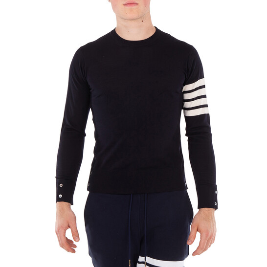 Thom Browne Navy 4-Bar Wool Pullover, Brand Size 0 (X-Small