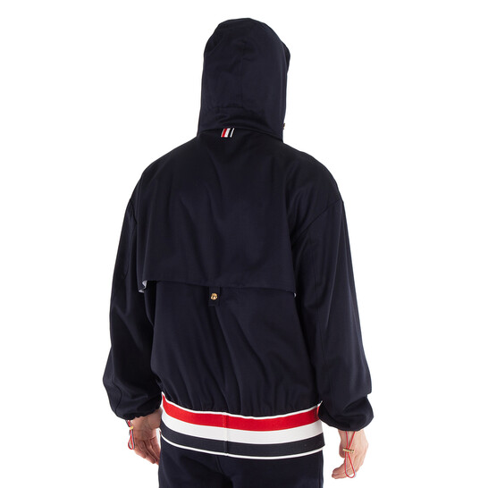 Thom Browne Navy Wool Oversized Anorak, Brand Size 4 (X