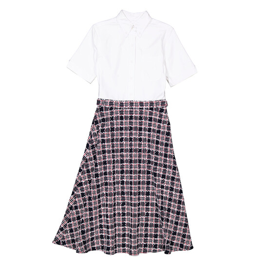 スカート THOM BROWNE Shirt dress Thom Browne: White Oxford Stripe Shirt Midi Dress | SSENSE
