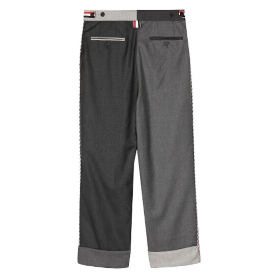 Thom Browne Two-Tone Straight Trousers, Brand Size 42 (US Size 6