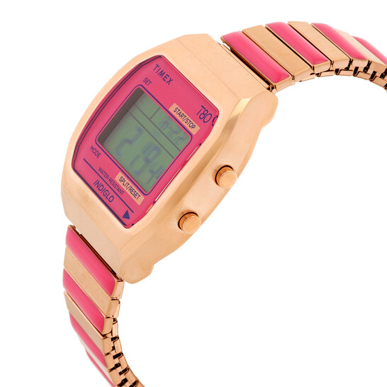 Timex 80 Quartz Digital Pink Dial Expansion Band Ladies Watch