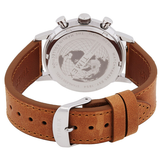Timex Marlin Cronografo Tachimetro – Orologio Uomo Al Quarzo, Cinturino In Pelle Marrone, Cassa 40mm, Quadrante Verde, Impermeabile 50m - 5