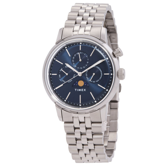 Timex Marlin Quartz Moon Phase Blue Dial Watch TW2W51300JR