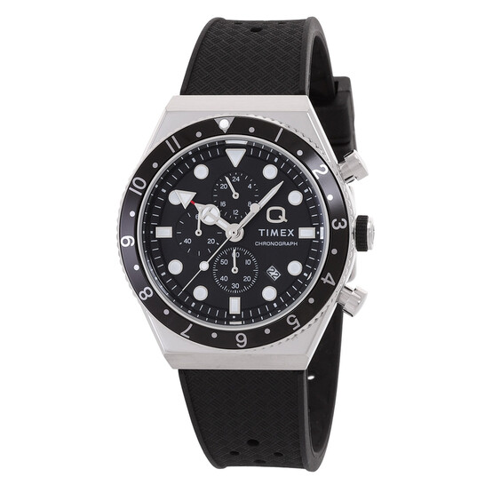 Timex Q Timex 3-Time Zone Chronograph Quartz Black Dial Men's Watch  TW2V70000