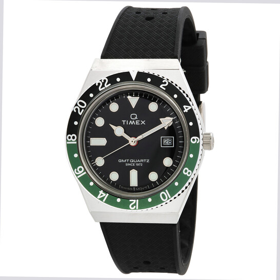 Timex Q Timex GMT Quartz Black Dial Sprite Bezel Men's Watch