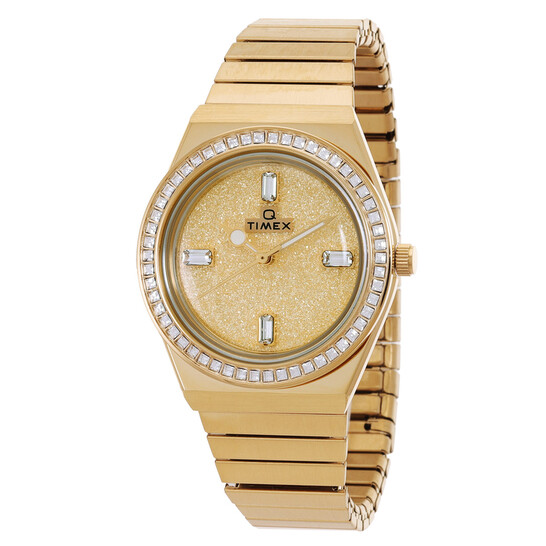 Timex Q Timex Quartz Crystal Gold Dial Ladies Watch  display picture 2