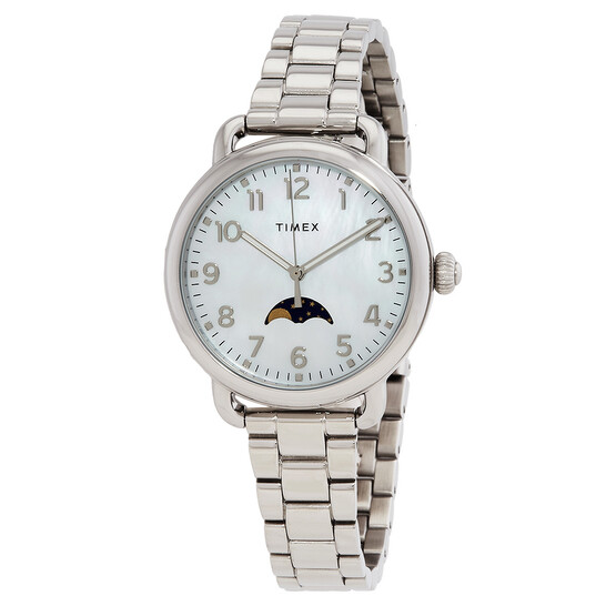 Timex Standard Moonphase Quartz Mother of Pearl Dial Ladies Watch