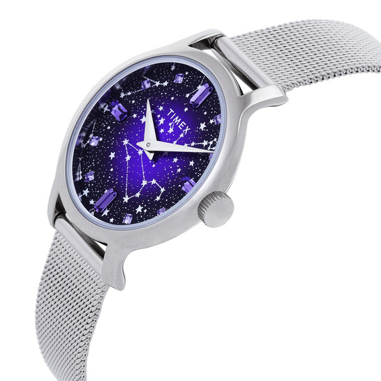 Timex Transcend Celestial Quartz Crystal Purple Dial Ladies