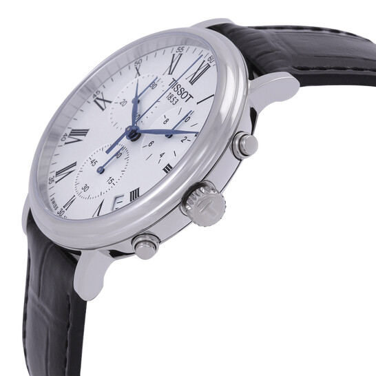 Tissot Carson Premium Chronograph Silver Dial Black Leather Strap Watch For Men - T122.417.16.033.00 main image 1