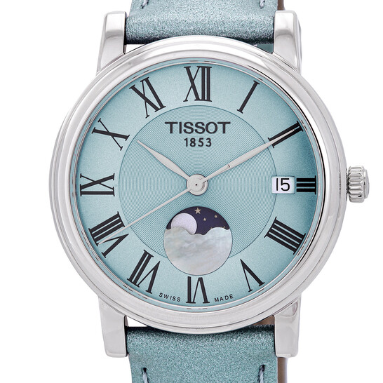 Tissot Carson Moon Phase Quartz Light Blue Dial Ladies Watch T122